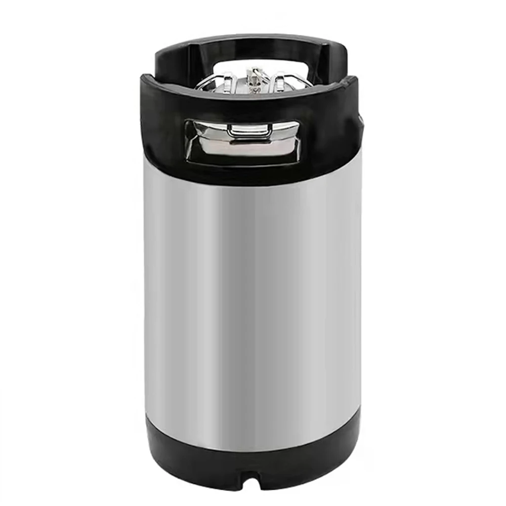 2.5 Gal Beer Keg Rubber Handle Barrel Stainless Steel Homebrew Growler Leak Proof Top Lid Beer Bucket 9.5L Ball Lock Type