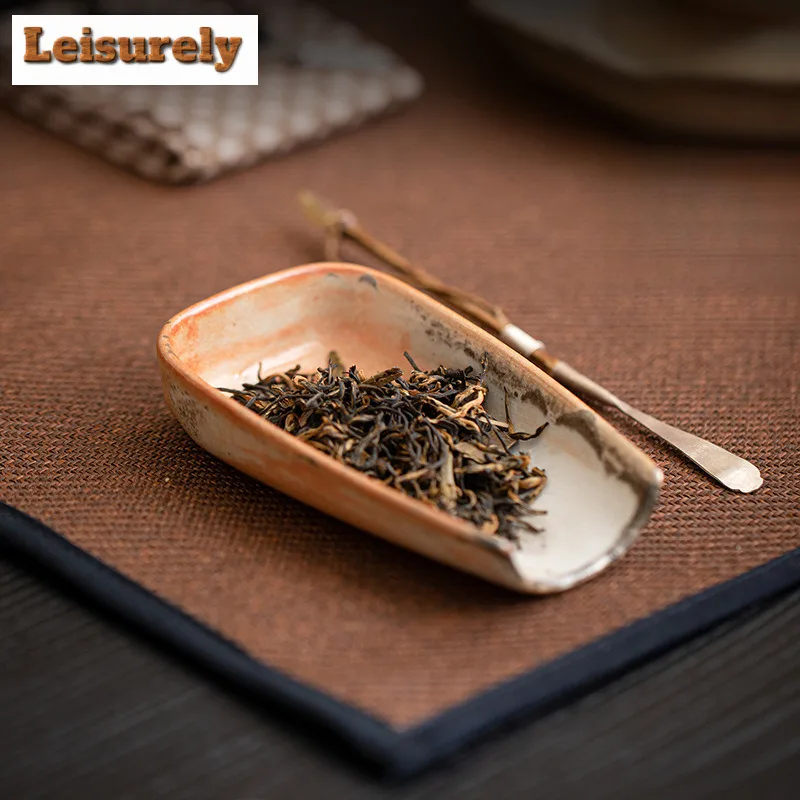 Zhiye Roasting Ceramic Dustpan Tea Scoop Creative Tea Leaf Holder Chahe Shovel Appreciation Ladle Teaset Accessories Ornaments