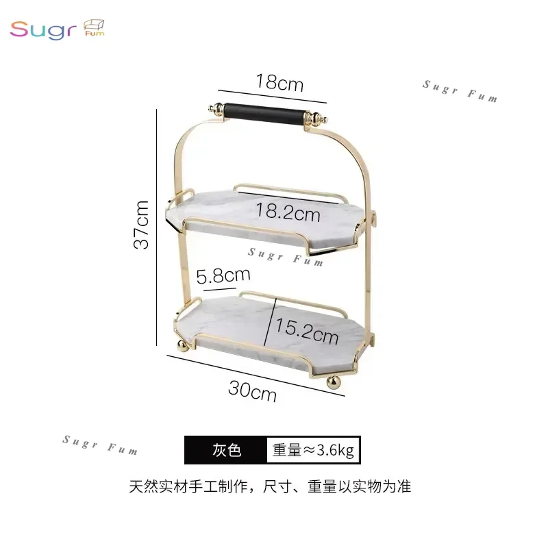 

ins Nordic natural marble cake rack, afternoon tea dessert table display shelf, light luxury double-layer storage tray
