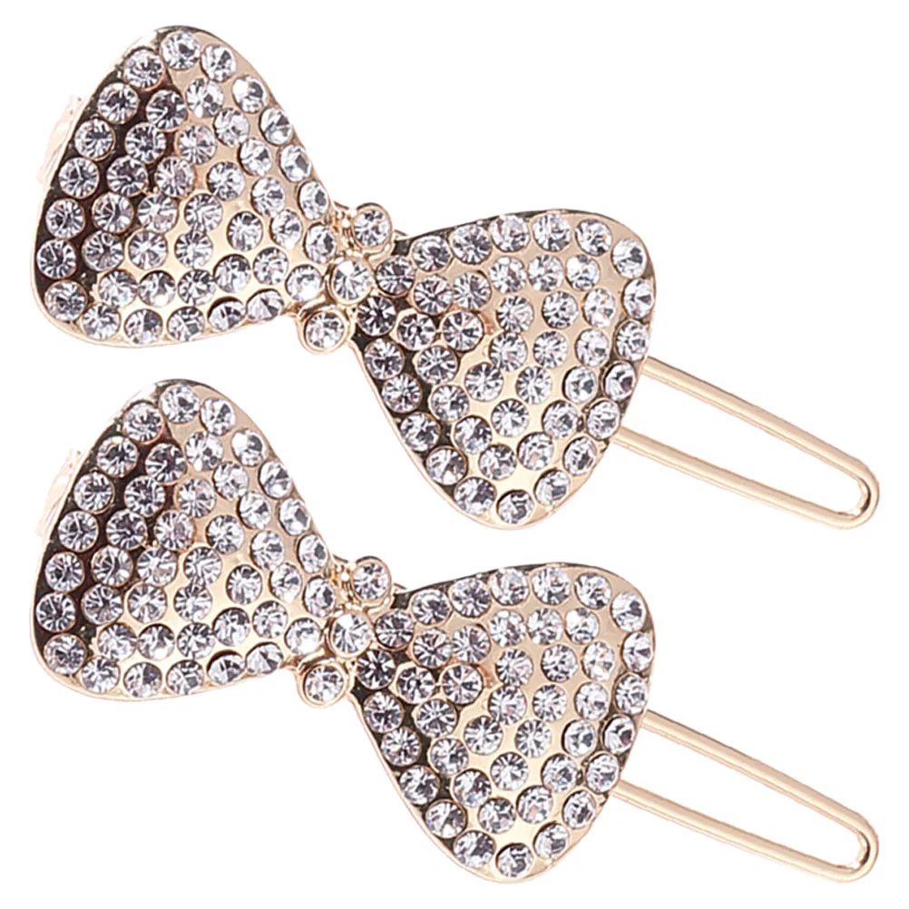 

2 Pcs Bow Hairpin Clips Toppers Accessories Jewelry for Women Barrettes Decorative Alloy