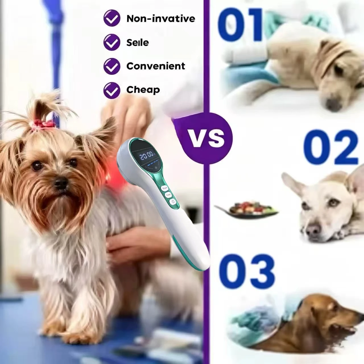 Professional 17 Diodes Cold Laser Machine Red & Infrared Light Non-Invasive Pets Pain Relief Inflammation Physiotherapy