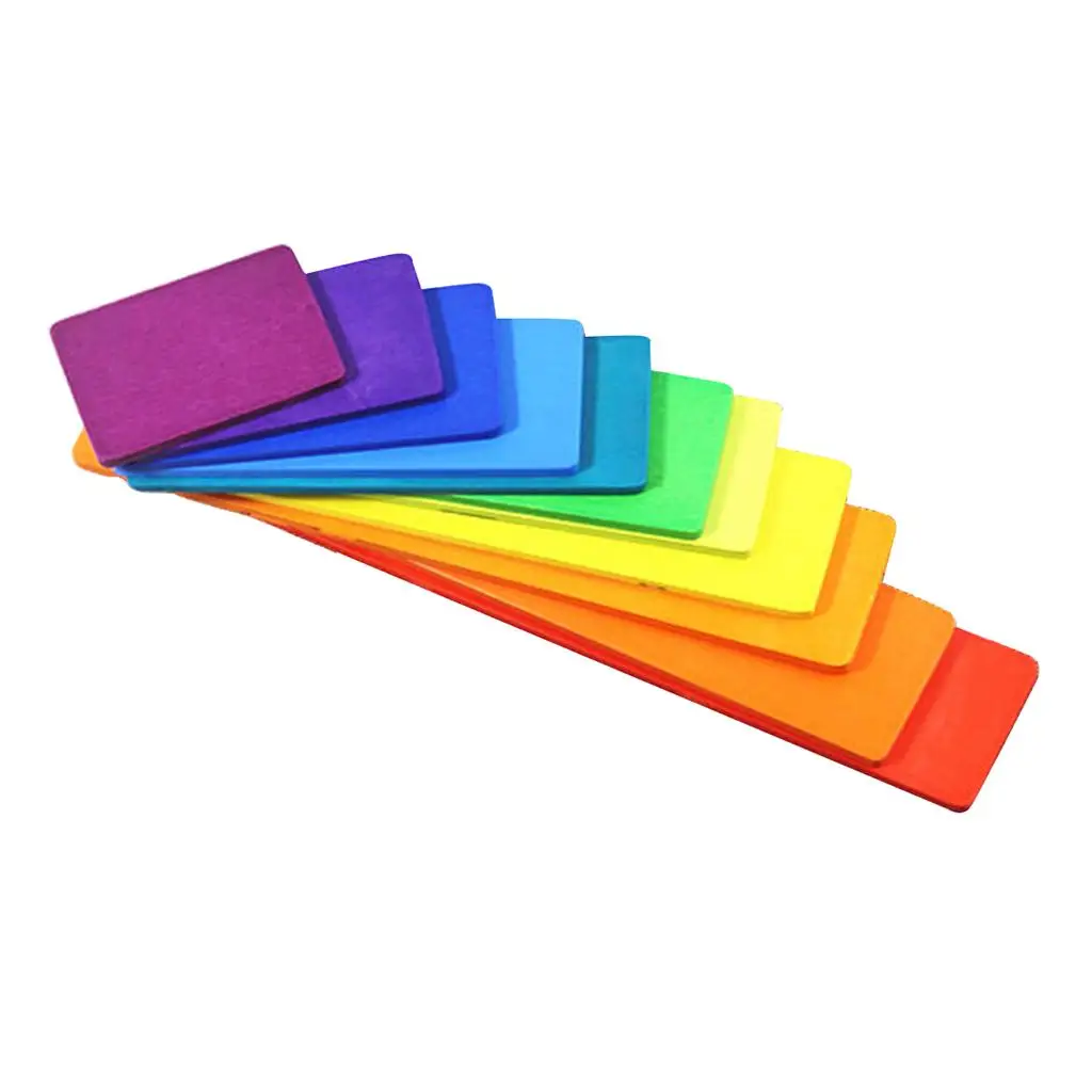 Montessori Wooden Rainbow Blocks Creative Stacker Board Educational Toy for Kids Development
