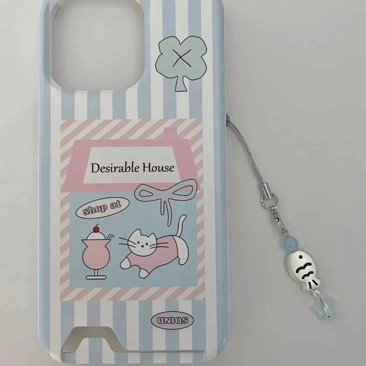 Sweet Y2k Fish Phone Charm Phone Chain Phone Case Pendant Mobile Lanyard Cute Beaded Cell Phone Strap Bag Keychain