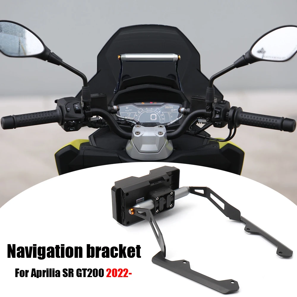 New 12mm/22mm GPS Mount Bracket Fit For Aprilia SR GT200 GT 200 Sr Gt200 2022 2023 GPS Navigation Phone Holder Frame Bracket