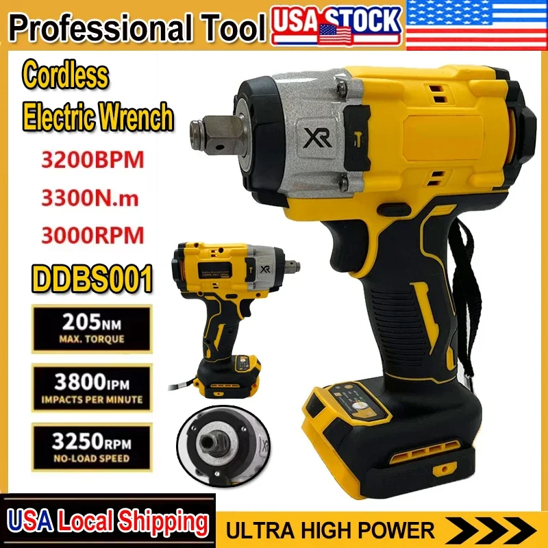

Fit Dewalt 3250RPM Cordless Electric Wrench 205N.m Brushless Impact Wrench High Torque Power Repair Tool For Dewalt 18V Battery