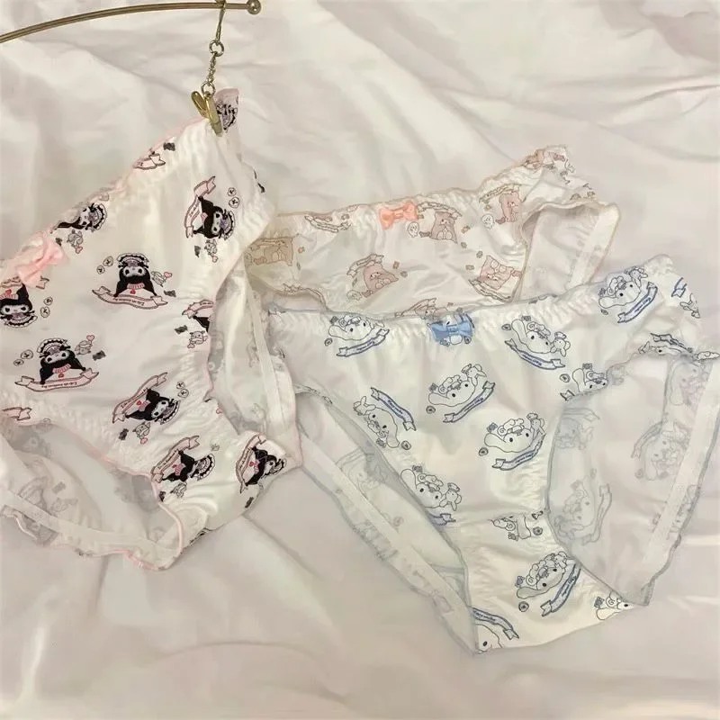 Sanrio Japanese Kuromi My melody Cinnamoroll cute milk silk soft cute student sweet triangle underwear female pure cotton crotch