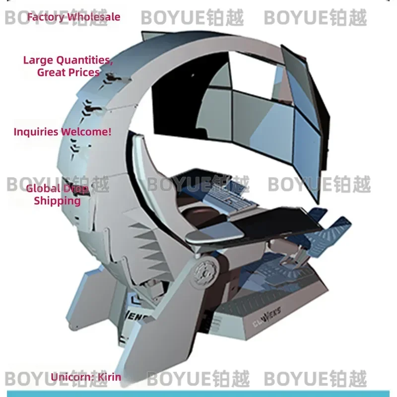 Zero Gravity Gaming Chair with Massage Function Ergonomic Esports Seat Reclining Computer Cockpit Support Multi Screen Setup