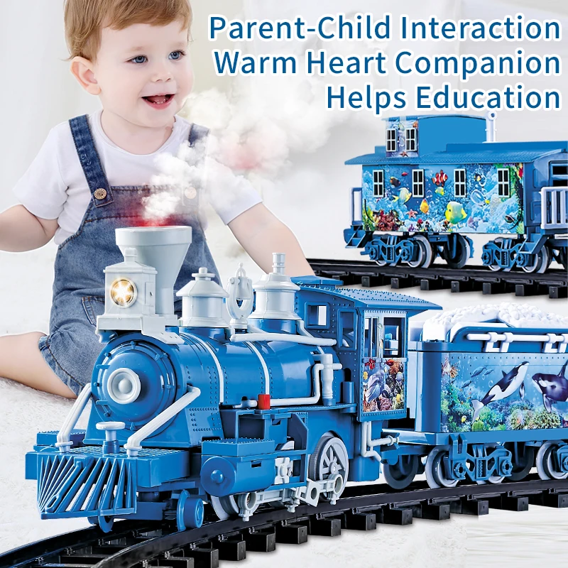 Simulated ocean steam train, classic retro steam train shape, double upgrade, parent-child interaction, warm companionship