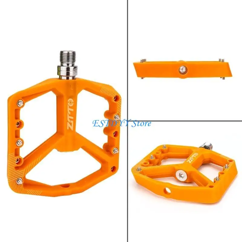 

G6DE Replaceable Mountain Bike Pedals Flat MTB Pedals Nylon Fiber Platform Pedals Sealed Bearing 9/16” Thread