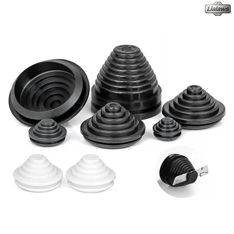 10mm~300mm Rubber Tower Type Protection Coil Tapered Cable Protector Snap in Grommet Pad Sealing Cap Hole Plug Black/White