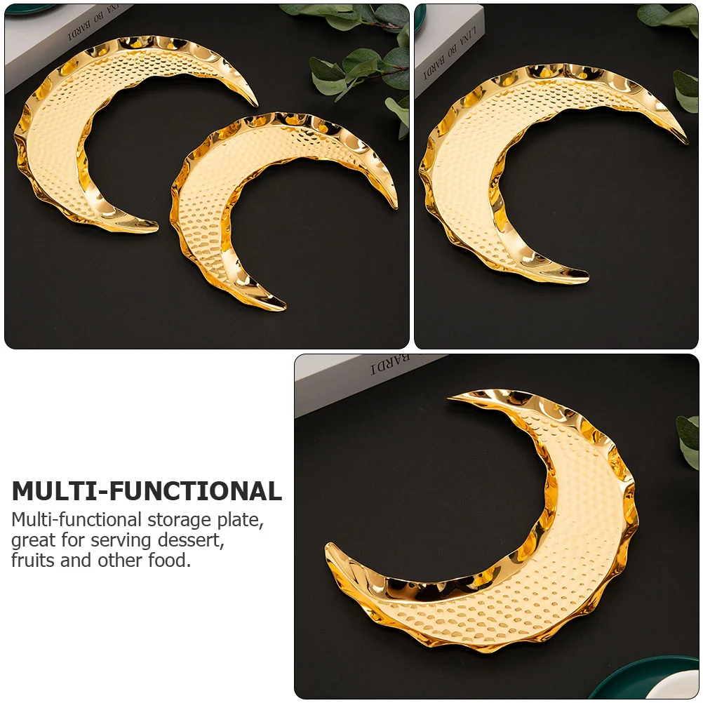 Moon Tray Food Storage Zine-alloy Portable Dish Container Plate Snack Sugar Cake