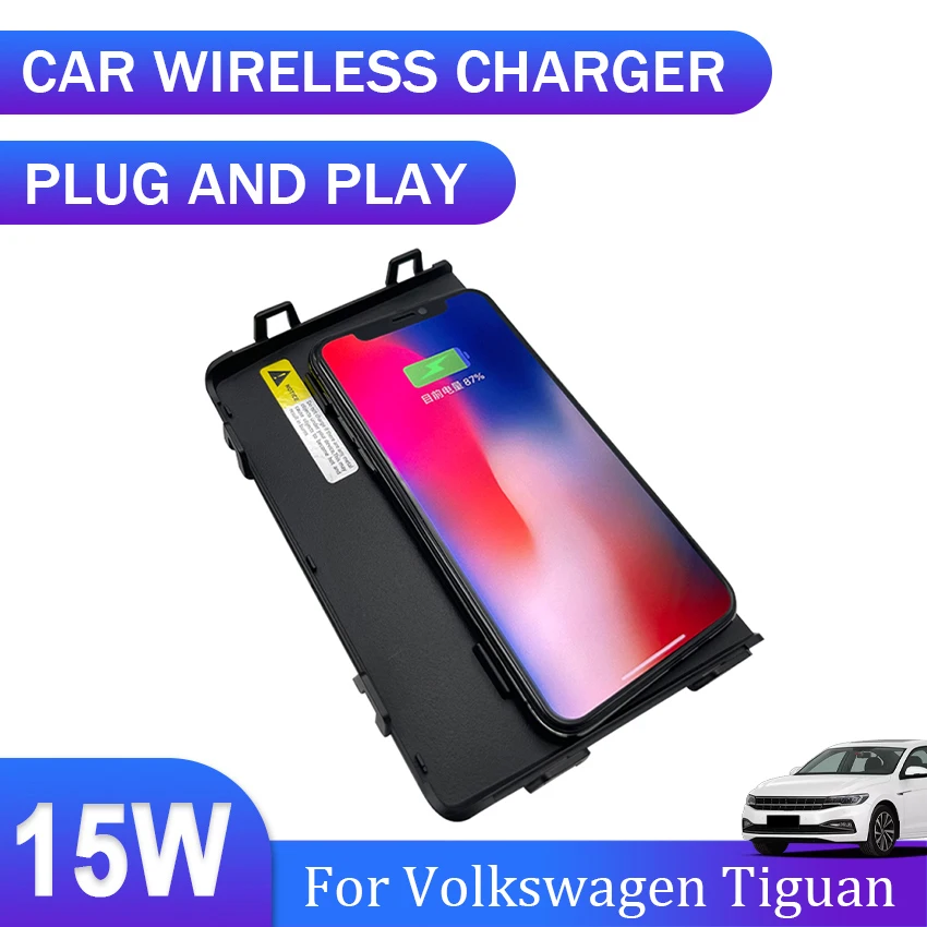 

Car QI Wireless Charger fast charging plate phone holder wireless phone charger For Volkswagen Tiguan 2014 2015 2016 2017 2018