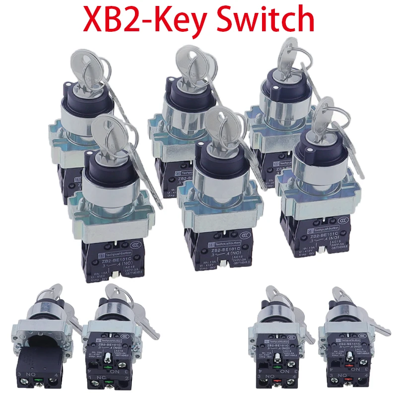 XB2-BG21/25/33/41/45/65/73 1NO/1NO1NC/2NO 2/3 position key operated selector push button switch Latching/Locking Momentary/Reset