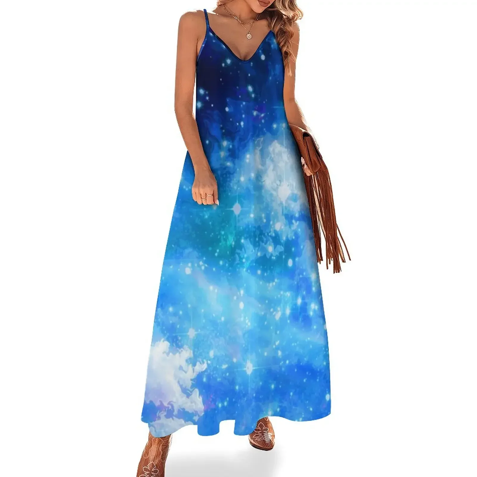 

Blue Cloudy Night Sky Sleeveless Dress birthday dress dress for women 2024 long women summer