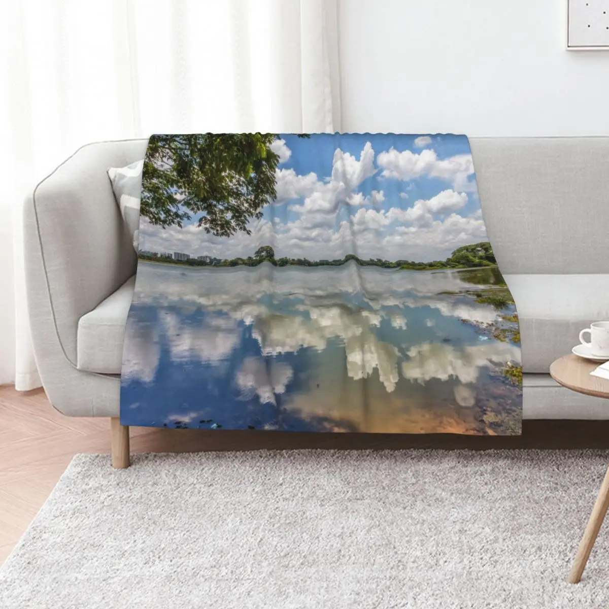 Cloud reflections in Inya Lake, Yangon, Myanmar Throw Blanket Soft Big Thins Sleeping Bag Cute Soft Blankets
