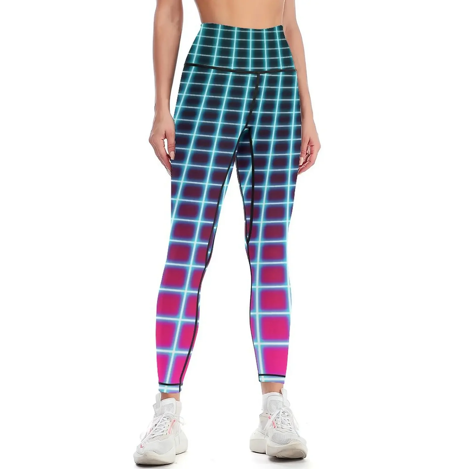 

Vaporwave Ombre Grid Pattern Leggings Golf wear Women sportwear sportswear for gym gym wear Womens Leggings