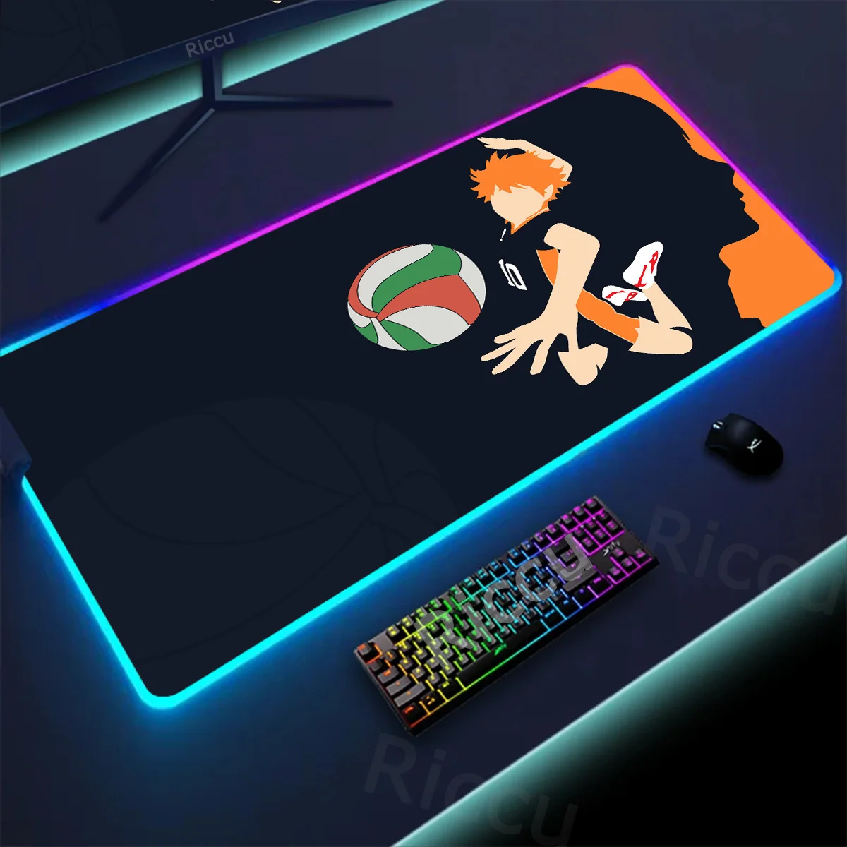 RGB Large Mousepad Anime Haikyuu Manga Accessories Keyboard Office Rubber Game Anti Slip HD Mouse Pad XL Laptop Carpet Mouse Mat