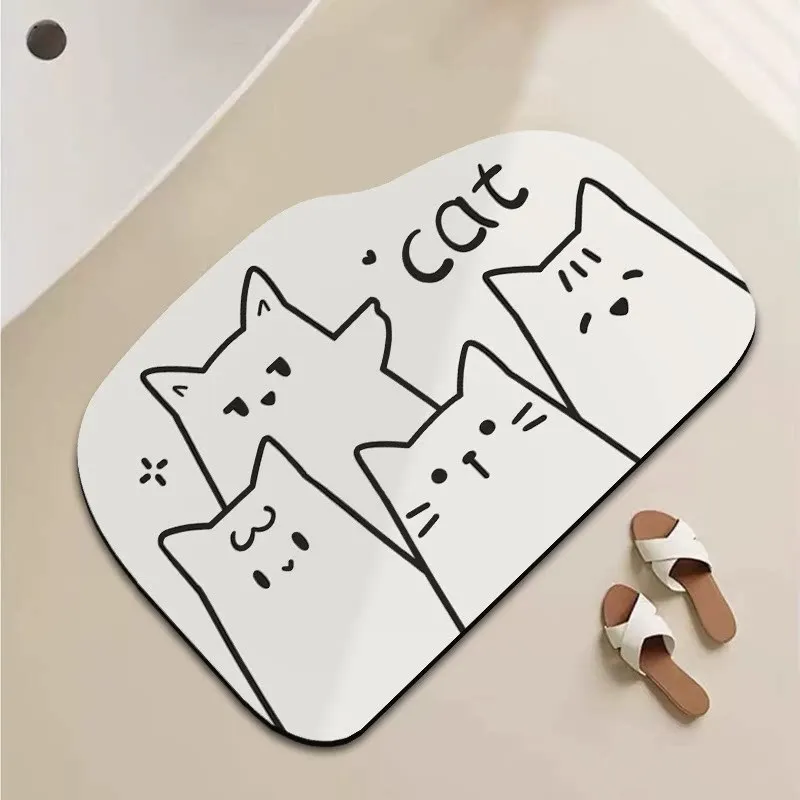 Cute Elephant Bath Mat Non Slip Water Absorbent Oval Bathroom Floor Rug Minimalist Line Drawing Home Decor Shower Mats