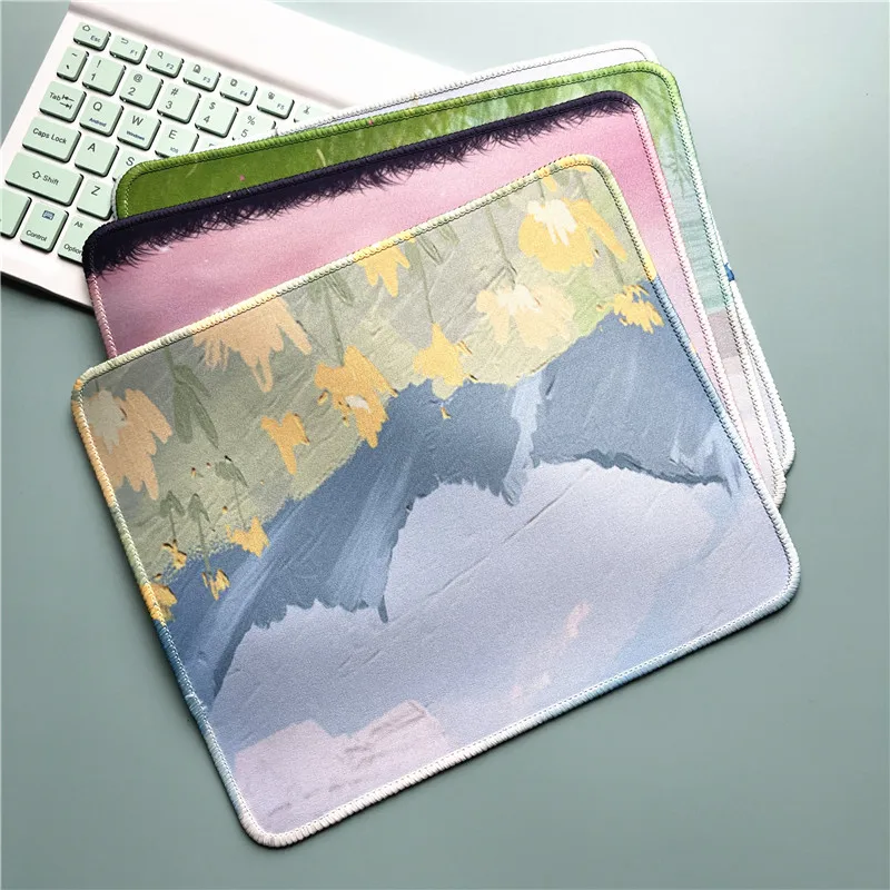 Mouse Pad Green Leaves Deskpad Mouse Mat Small Fresh Mausepad Cartoon Surface for the Mouse Premium Office Accessories for Desk