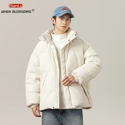 Men Hooded Jacket Thick Warm Down Cotton Bubble Parkas Winter Waterproof Coat 2024 Mens Streetwear  Jackets Detachable Hood