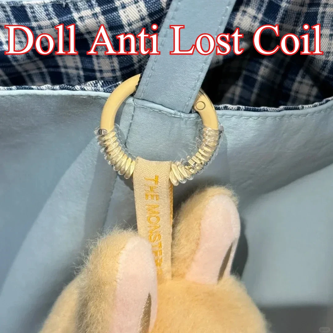 For Labubu Doll Silicone Rope Keychain Set with Clear Buckle Ring