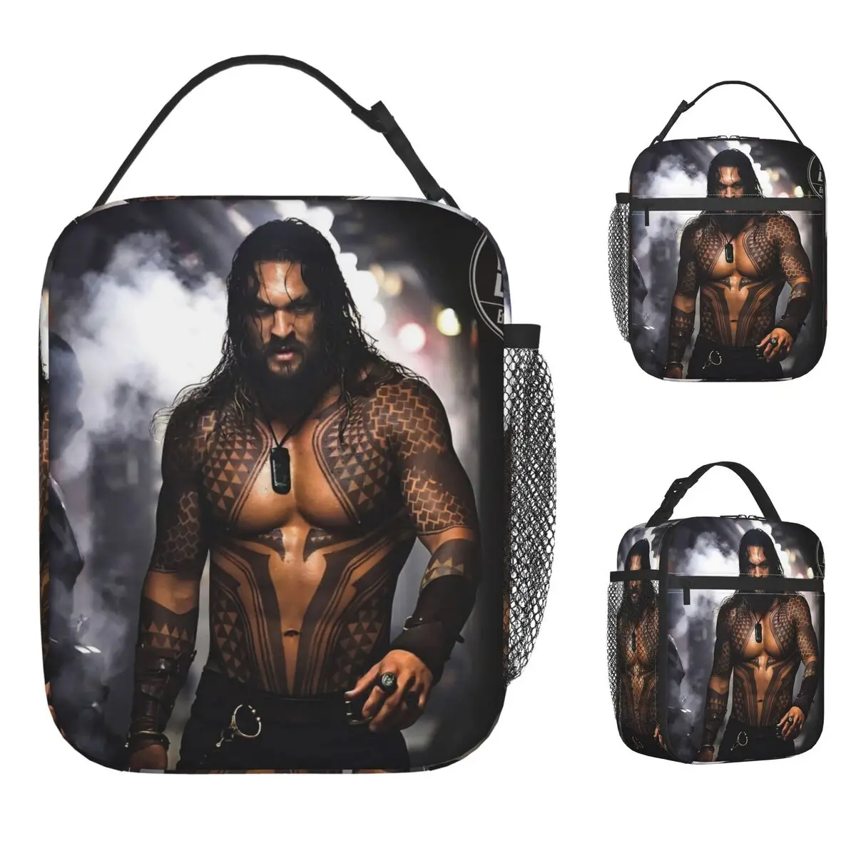 Jason Momoa Photo Collage Lunch Bag Funny Lunch Box For Child School Portable Cooler Bag Oxford Print Thermal Tote Handbags