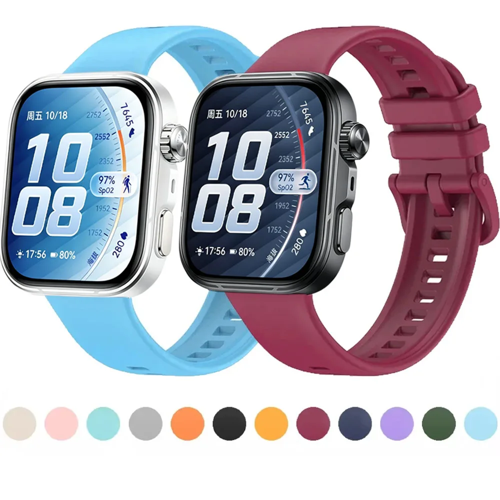 Silikonarmband für Huawei Watch Fit 3/4/5, offizielle Farbverschluss-Schnalle, weiches Sportarmband für Huawei Fit 4-5 Pro, Correa-Zubehör