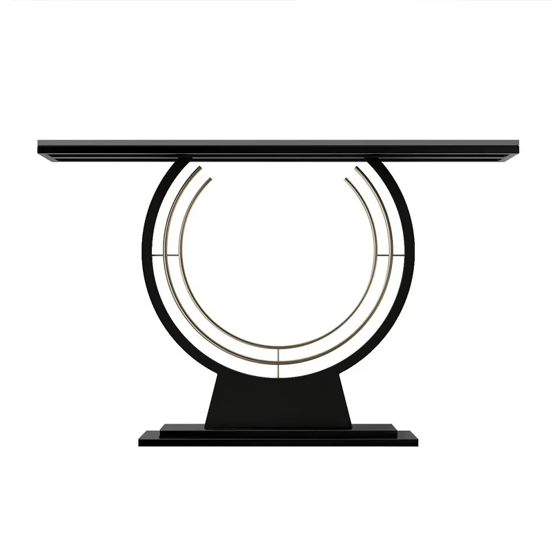 حافظة شريطية حديثة وبسيطة وضيقة للغاية من الفولاذ المقاوم للصدأ، وخزانة دخول بهو طاولة المدخل الشمالية الفاخرة الخفيفة #1