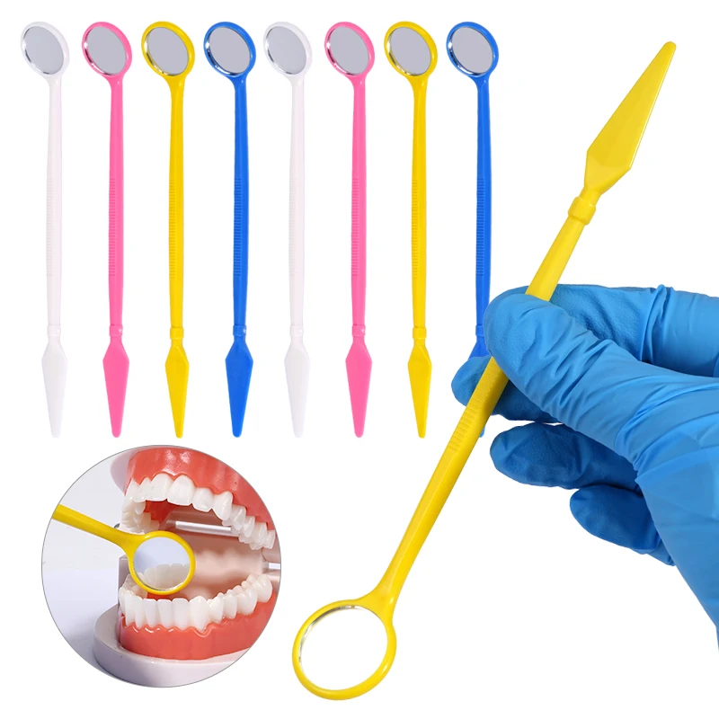

50pcs Disposable mouth mirror with spatula, double headed mouth mirror with spatula mixing knife, oral mixing tool