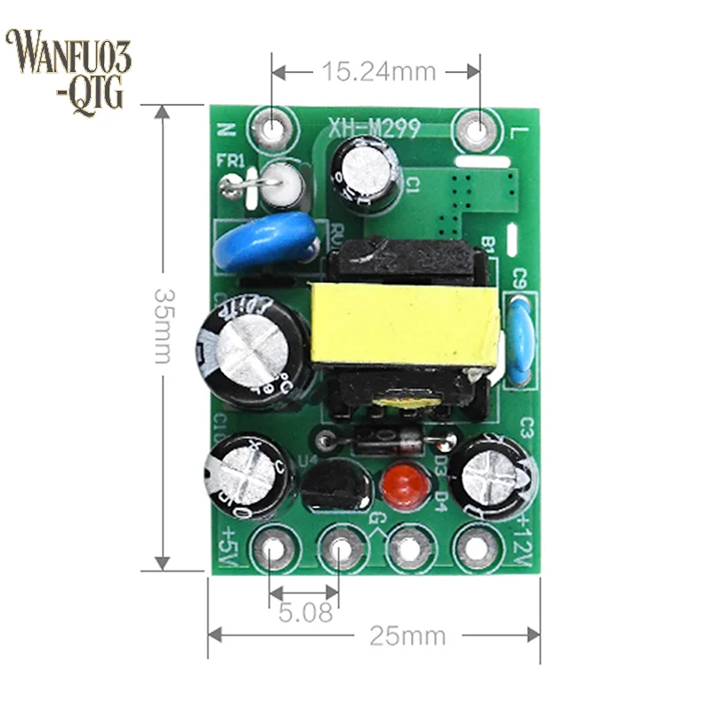 Hot Sale 1/5PCS Mini AC-DC Converter AC110V 220V to DC 12V 0.2A+5V Module Board