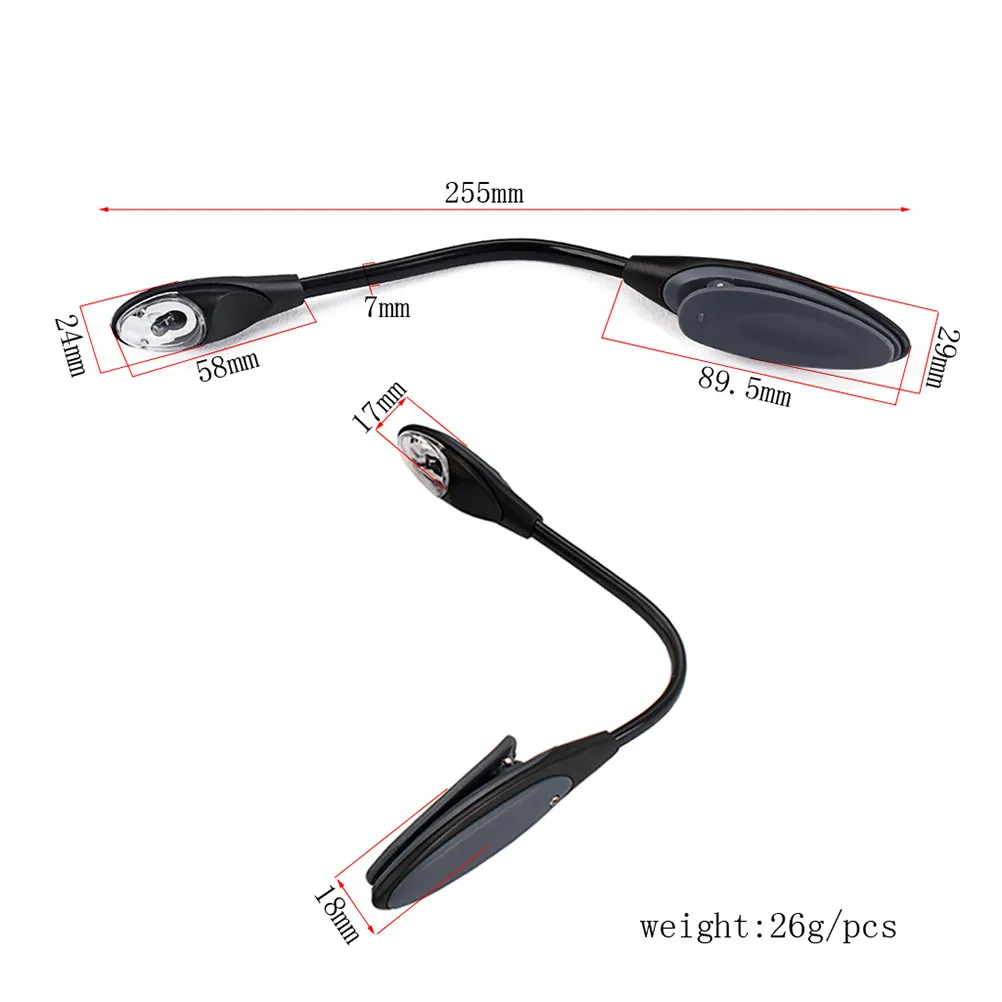 Mini Adjustable Clip Music Score Stand Light Portable LED Book Reading Light Flexible Read Lamp Camping Fishing Grey