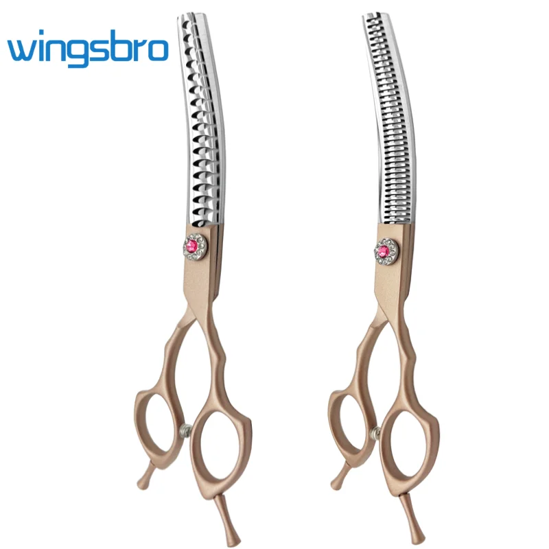 7Inch Curved Scissor Professional Dog Grooming Thinning Scissor, pet grooming Scissors v-shape Scissor Fishbone Scissor