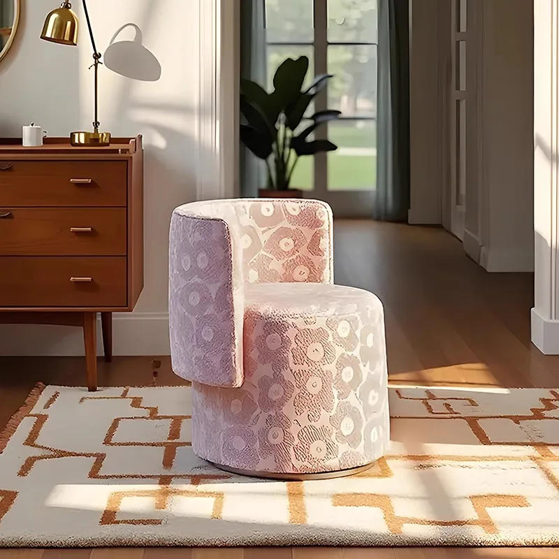 Stołek do toaletki w stylu średniowiecznym, krzesło do makijażu do sypialni, pojedyncze krzesło, retro lekki luksus, ekskluzywne relaksacyjne