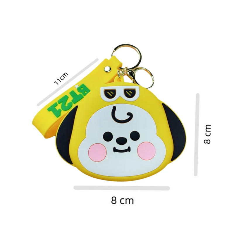 Kawaii Bt21 Small Animal Silicone Coin Purse Cute Cartoon Keychain Backpack Pendant Headphone Jewelry Storage Bag Christmas Gift