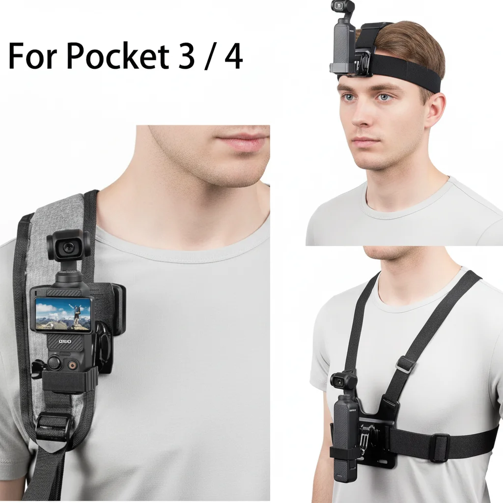 Accessories Kit for DJI Osmo Pocket 4 3 Chest Mount Head Strap Backpack Holder with Expansion Adapter for DJI Pocket Accessory