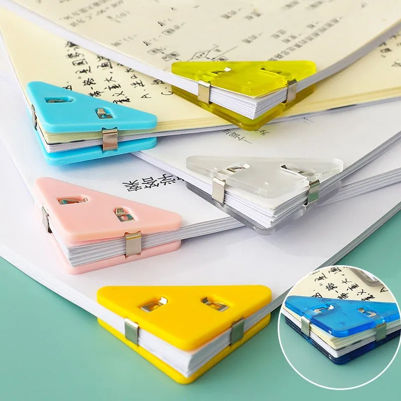 6 Pcs Multicolor Mini Corner Clips Set Transparent Acrylic Solid Color Page Holder Paper Clip for Office School Bookmark Clip