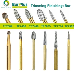 PRIMA WAVE-Dental Tungsten Carbide Burs, Aparar Acabamento Bur, 12 Bladed Banhado A Ouro, TF Dental Drill, Alta Velocidade Handpiece