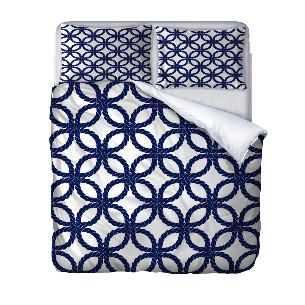 

HUANZHUANG Girl Duvet Cover Blue Geometric Print 3 Pieces Bedding Print Bed Cover Set Single Queen King Pillowcase Hot Selling C