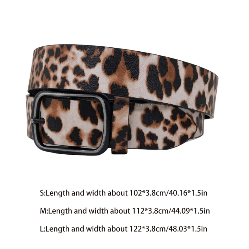 Adjustable Leopard Print Leather Belt for Women Men Popular Western PU Belt Pin Buckle Waistband for Daily Use & Party