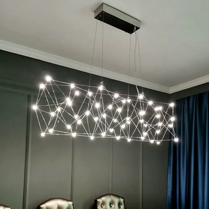 Modern Restaurant Pendant Lamp Stre Lamp Creative Personality Front Desk Bar Dining Hall Led Strip Firefly Display Hall Pendant