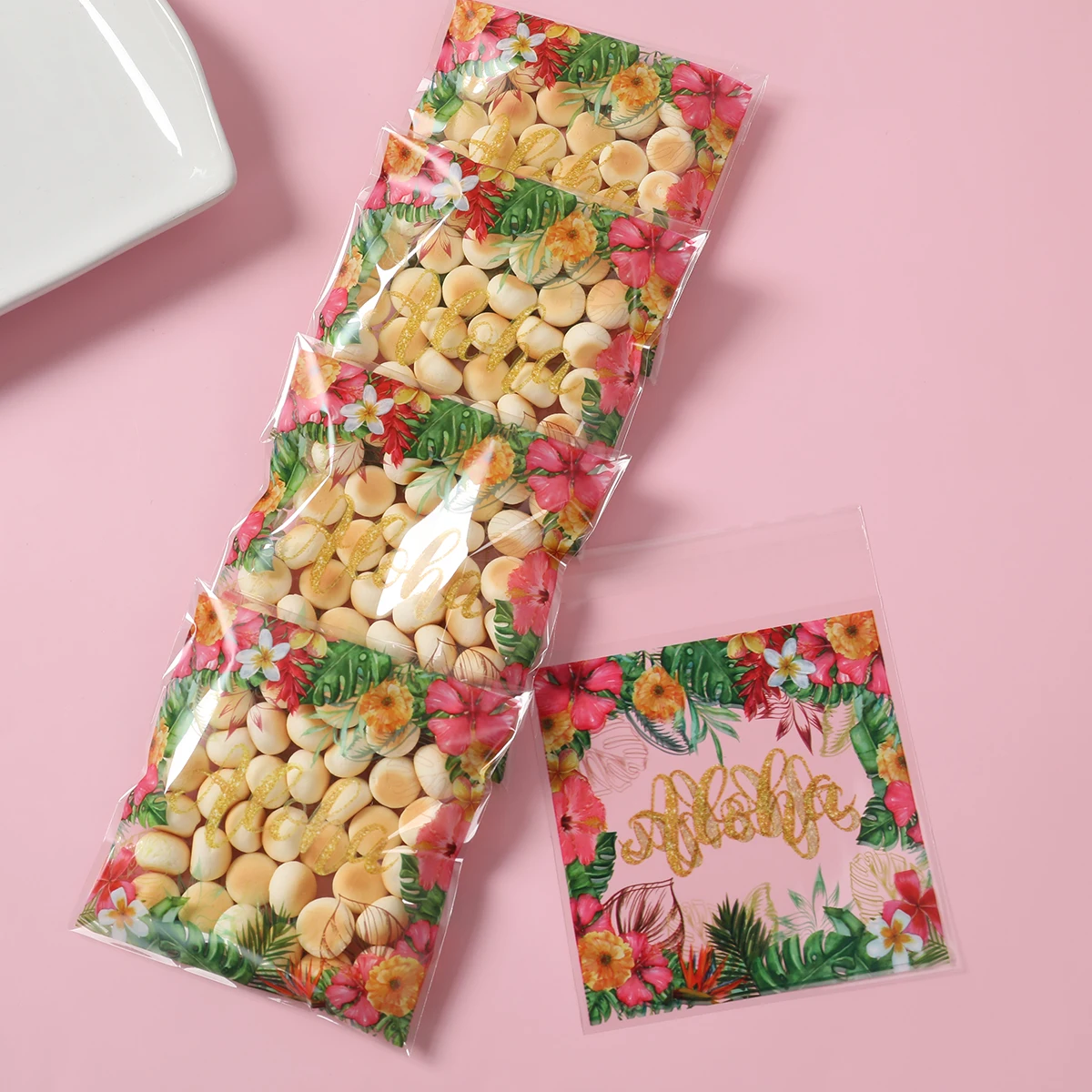 Гавайские пластиковые пакеты для конфет, тропические летние Гавайи, декор для дня рождения, детские товары для дня рождения, свадьбы, вечеринки, детский душ ALOHA