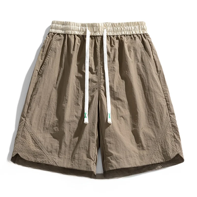 

Ультратонкие летние мужские шорты из ледяного шелка, повседневные, спортивные, свободного кроя, прямые, длиной до колена, быстросохнущие, универсальные, молодежные