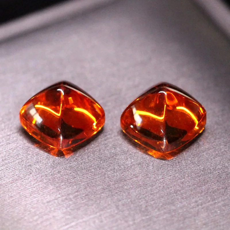 orange color square shape Synthetic Spessartine garnet gemstone beads for jewelry making DIY Flat Plain cut Decoration TT-7