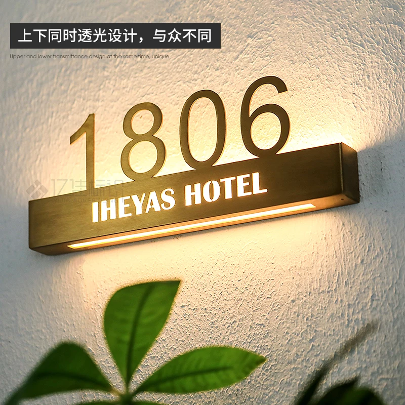 Luminous character signboard, door head design company, hotel doorplate, wall mounted stainless steel , creative advertising