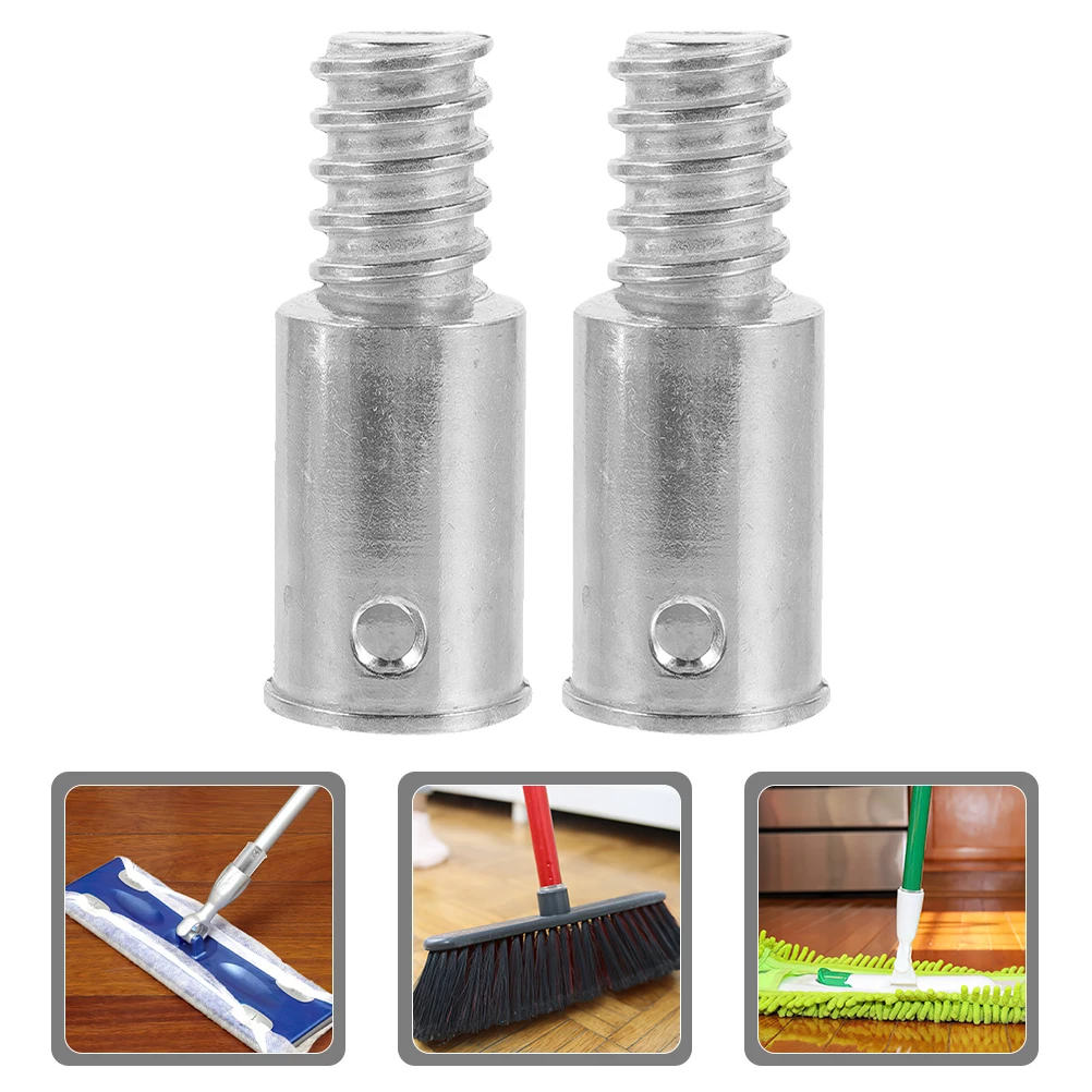 2pcs Threaded Tip Replacement Broom Handle Household Clean Tool for Extension Pole Adapter Telescopic Broomstick American thread