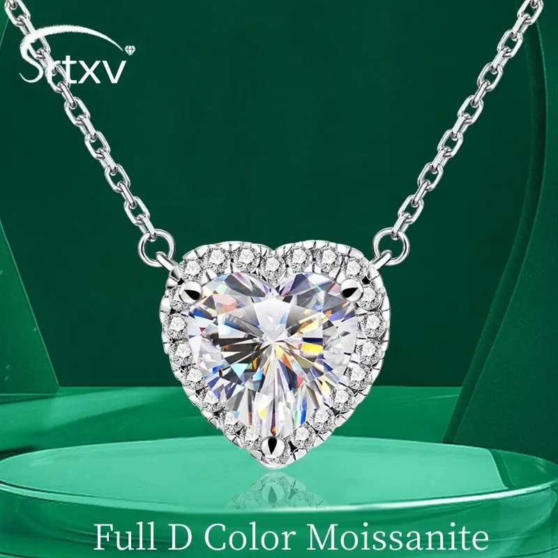 1-4CT Heart Color Full D Color Moissanite Necklace For Women S925 Sterling Silver Diamond Pendant Neck Chain Wedding Jewelry GRA