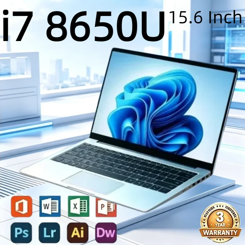 New Intel i7-8650U 32GB 2TB HD Gamer Office Laptop Computer Notebook PC High‑Performance New Laptop NEW LENO Ultra Slim 15.6