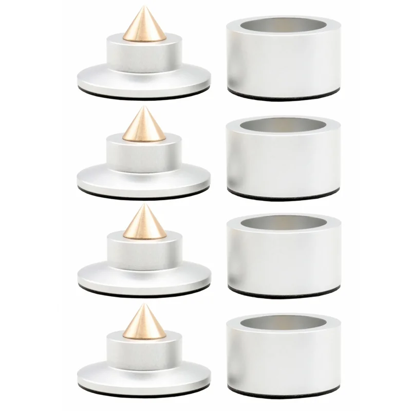 Qy-4Set Ножки Динамик Шип Подушечка для ног KTV Сценические колонки Алюминиевая изоляция HIFI Подставка Серебристый