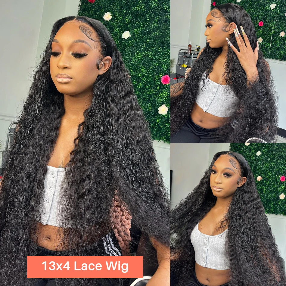 Water Kinky Curly 13x4 Lace Front Wigs 30 Inch Brazilian Loose Deep Wave HD Frontal Glueless Wig For Women Remy Human Hair Wigs
