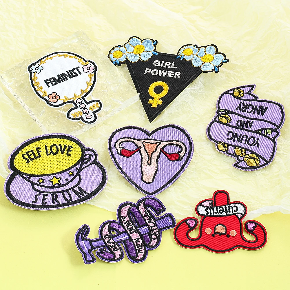 

Feminist Embroidery Stickers Self-Expression Decorative Iron-On Patches Clothing Sewing Decorations